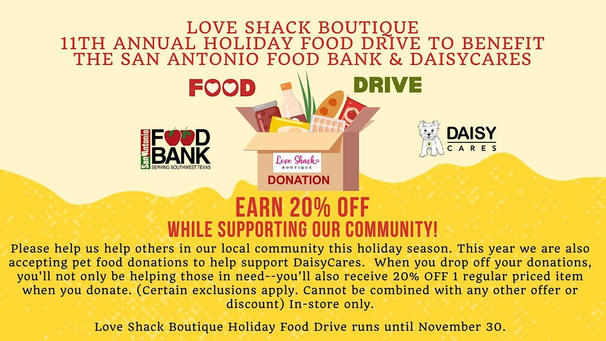 11th Annual Holiday Food Drive to benefit The SA Food Bank and