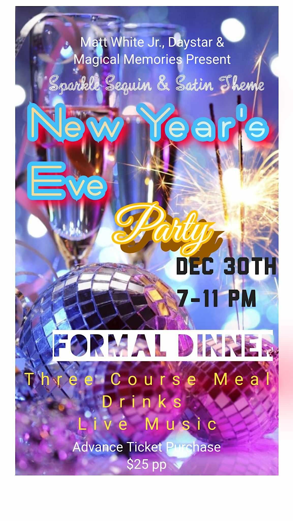 New Years Eve Formal Dinner Party, Magical Memories Event Planning