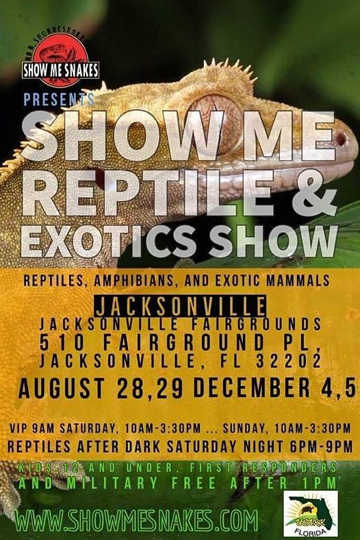 Show Me Reptile Exotics Show Jacksonville Jacksonville Fairgrounds August 28 To December 18 Allevents In Jax Events December 2022