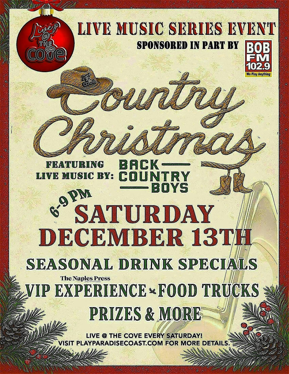 Live @ The Cove : Country Christmas, 13 December | Event in Naples | AllEvents