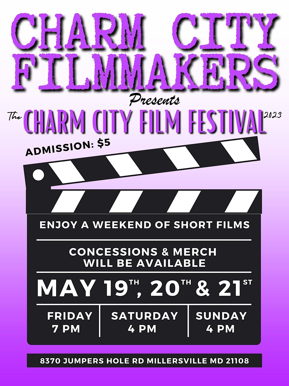 Charm City Film Festival, 8370 Jumpers Hole Rd, Millersville, 19 May to