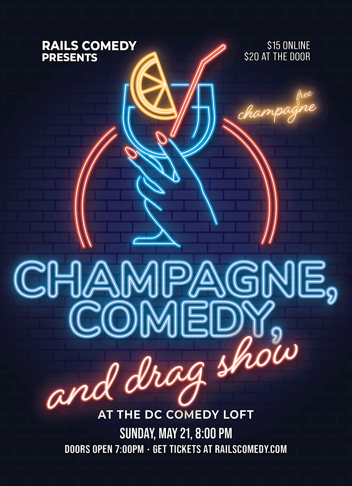 Champagne, Comedy, And Drag Show + FREE CHAMPAGNE, DC Comedy Loft and