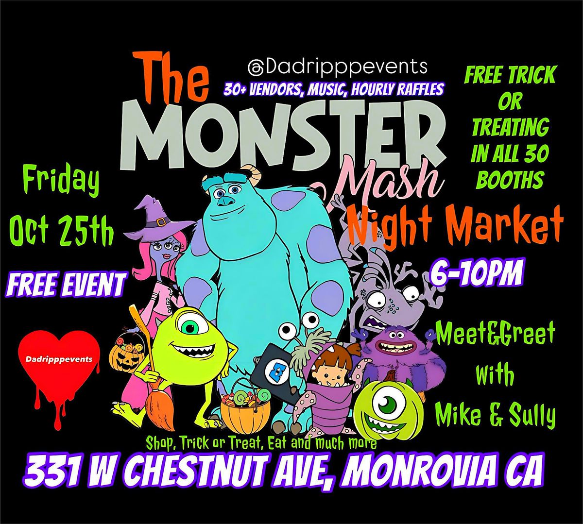 Free Disney Halloween PopUp Market (Monsters Inc), 331 W Chestnut Ave ...