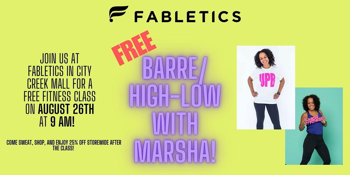 FREE Barre/HighLow Event!, City Creek Center, Salt Lake City, August