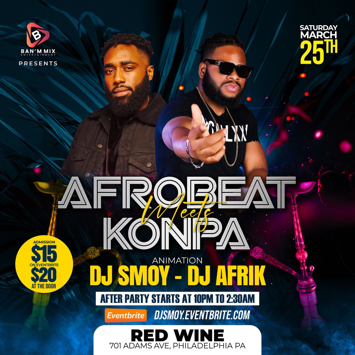 AFROBEAT Meets KONPA (The After Party), Red Wine Restaurant & Steak