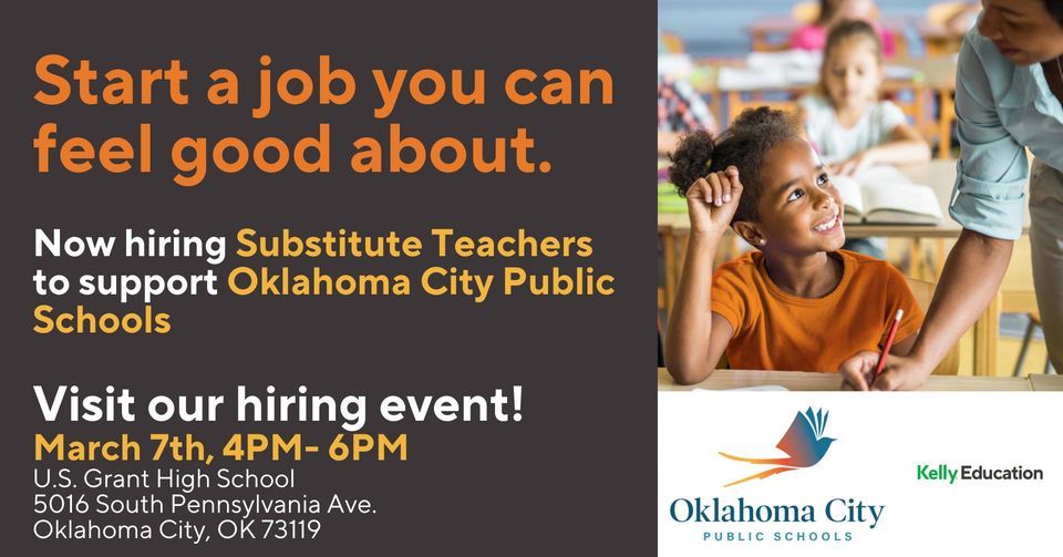Substitute Teacher Hiring Event, U.S. Grant High School 5016 South
