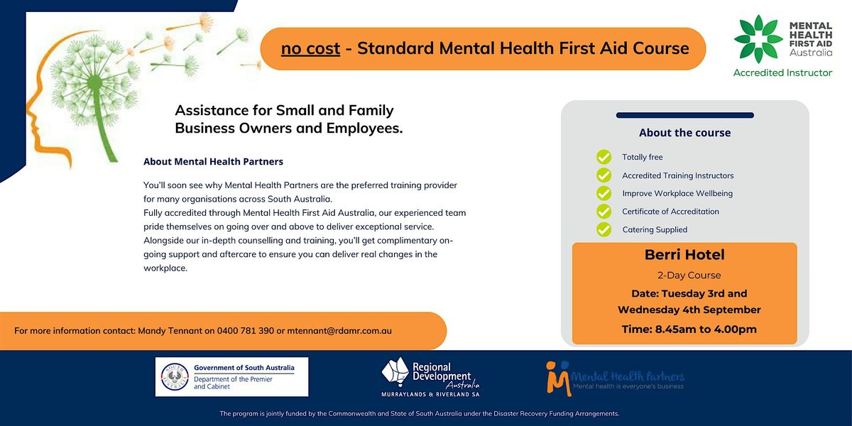 Two Day - Mental Health First Aid Course - Berri Hotel, Berri Hotel, 3 ...