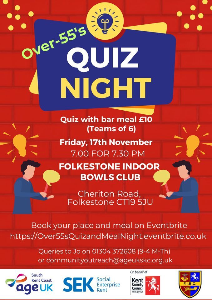 Over 55s Quiz Night, Folkestone Indoor Bowls Club, November 17 2023