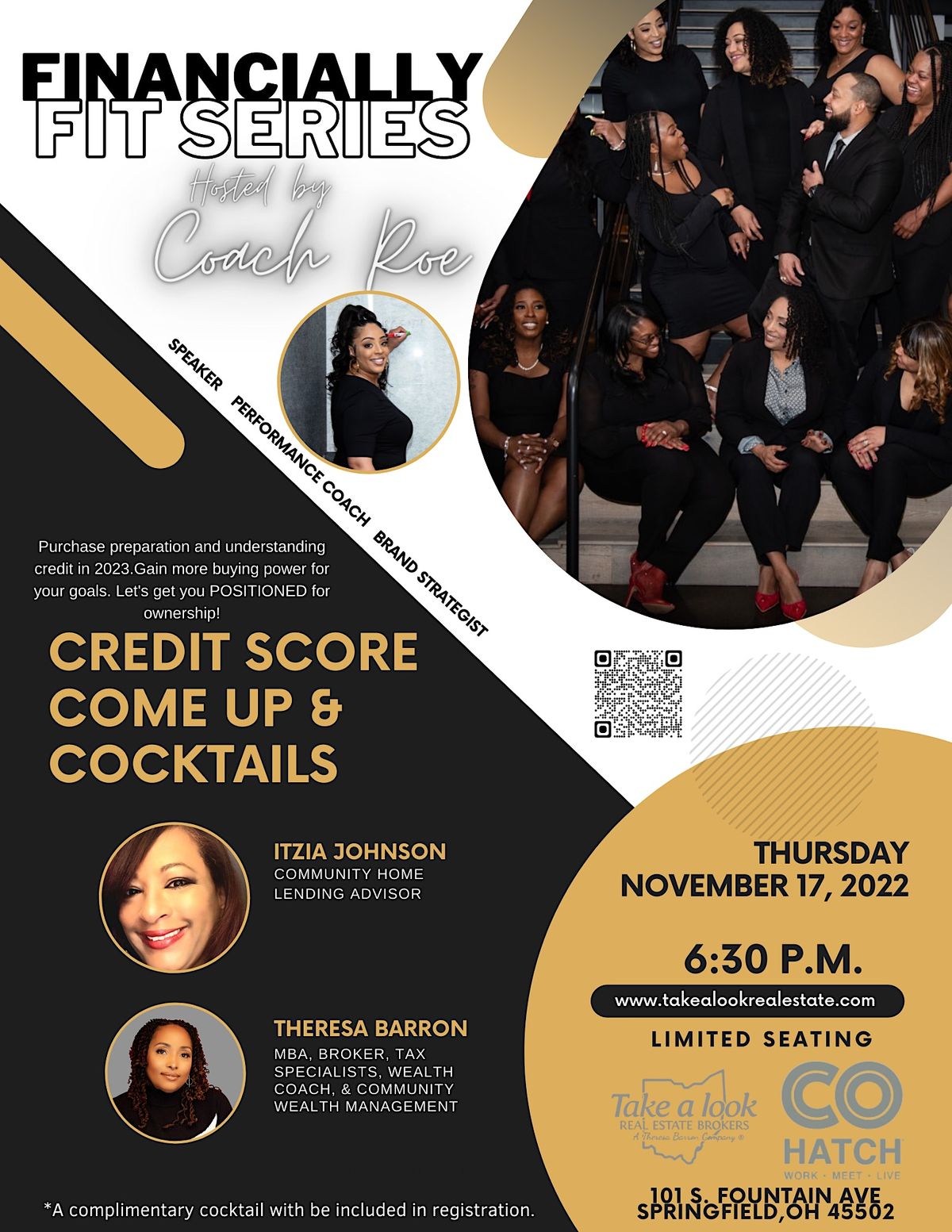 Credit Score Come Up & Cocktails, COhatch Springfield, November 17 2022