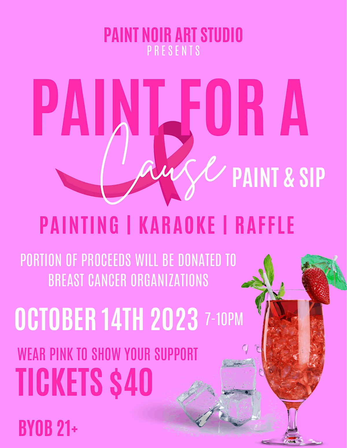 Paint For A Cause (Breast Cancer Fundraiser), Paint Noir Art Studio