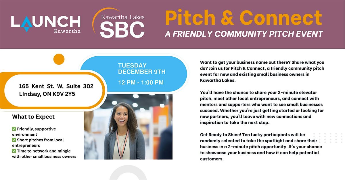 Pitch and Connect, 9 December | Event in Kawartha Lakes | AllEvents