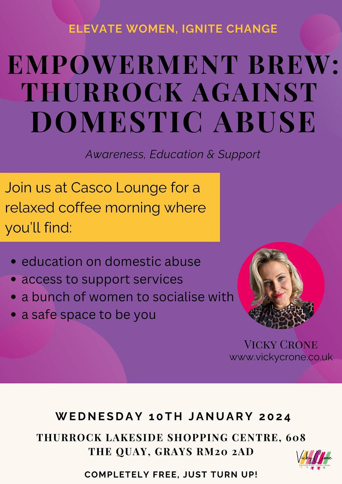 Empowerment Brew Thurrock Against Domestic Abuse, Casco Lounge, West Thurrock, January 10 2024