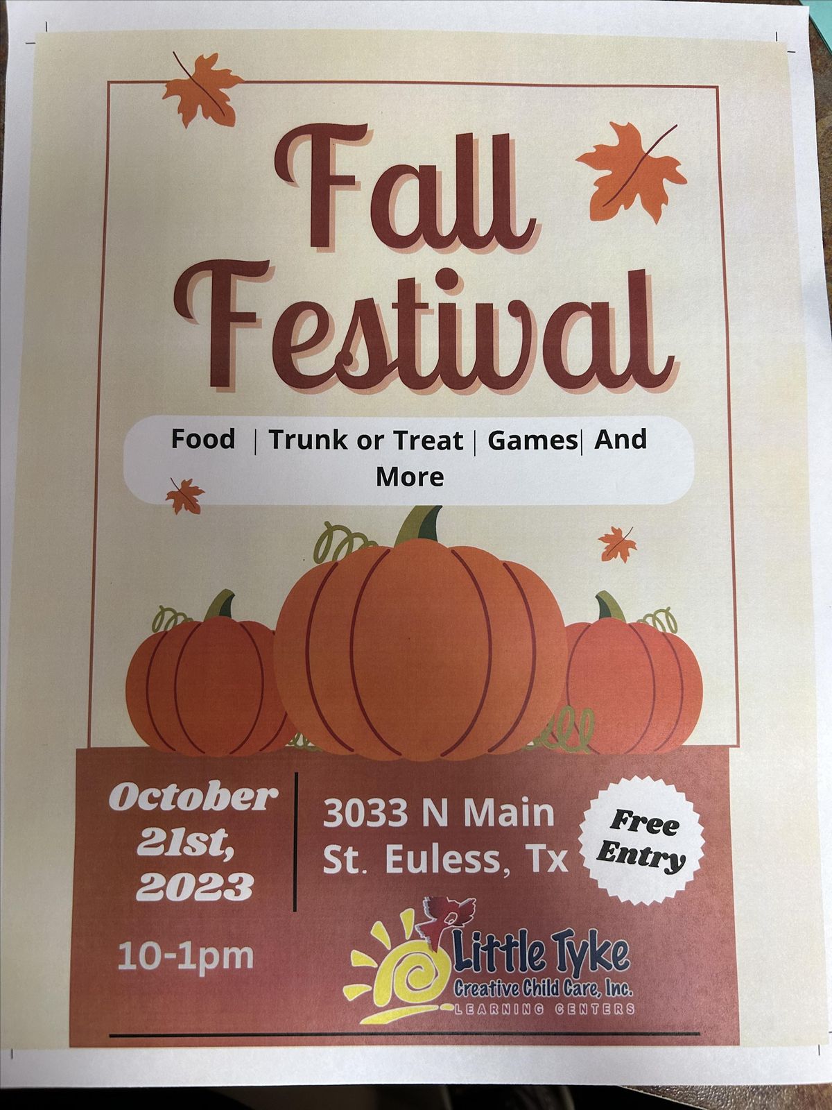 Little Tyke Learning Center Fall Festival (Glade Crossing), 3033 North