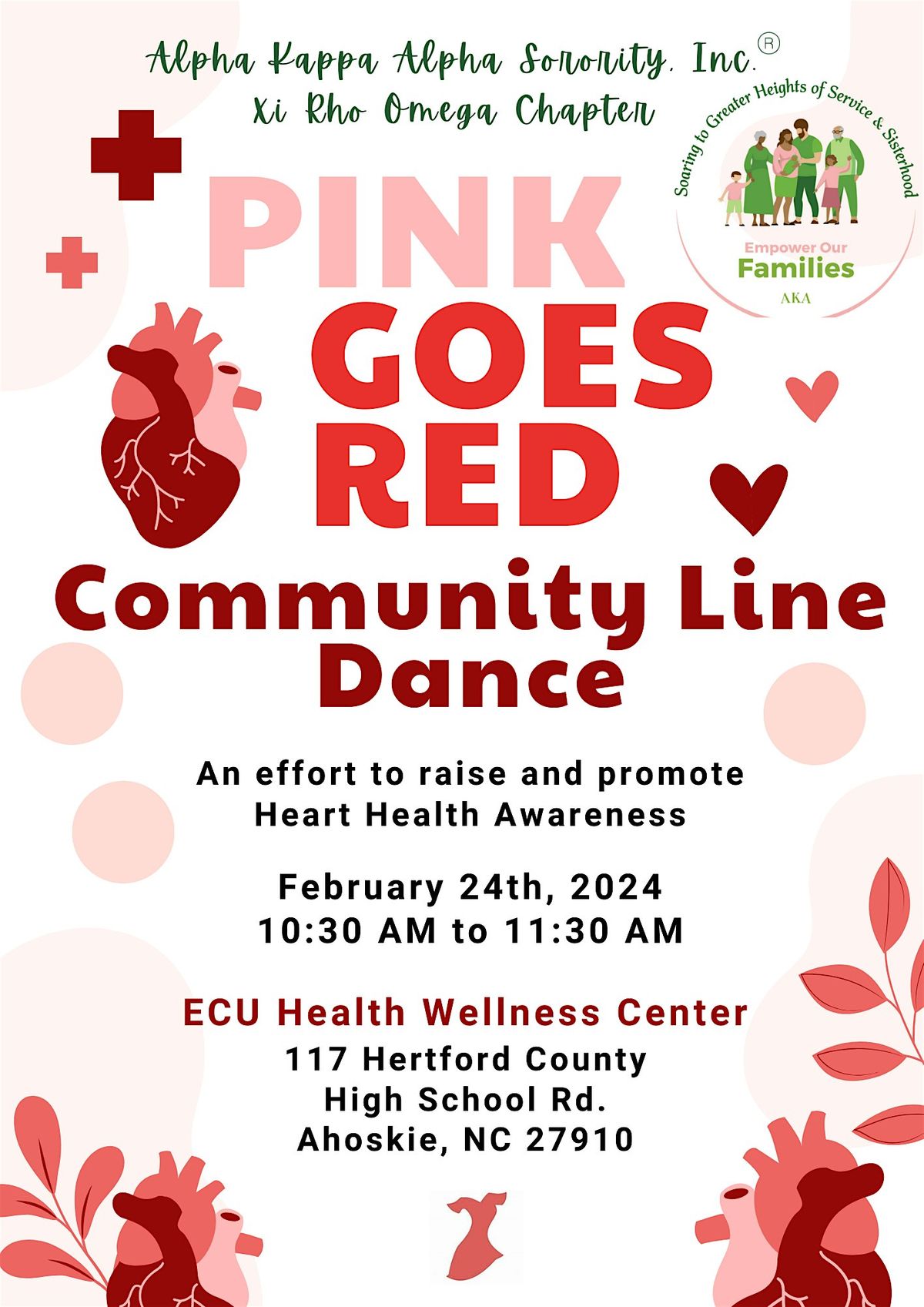 Pink Goes Red Community Line Dance, ECU Health Wellness Center