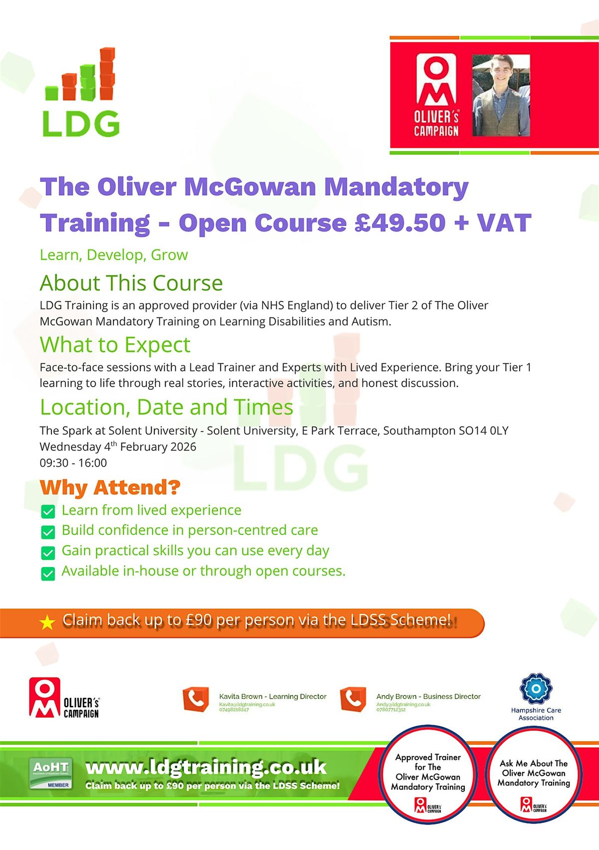 Tier 2 Oliver McGowan Mandatory Training on Learning Disability and Autism, 4 February | Event in Southampton