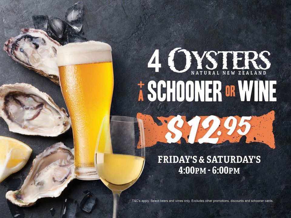 SPECIAL MEAL DEAL 4 OYSTERS & A DRINK 12.95, Hervey Bay Boat Club