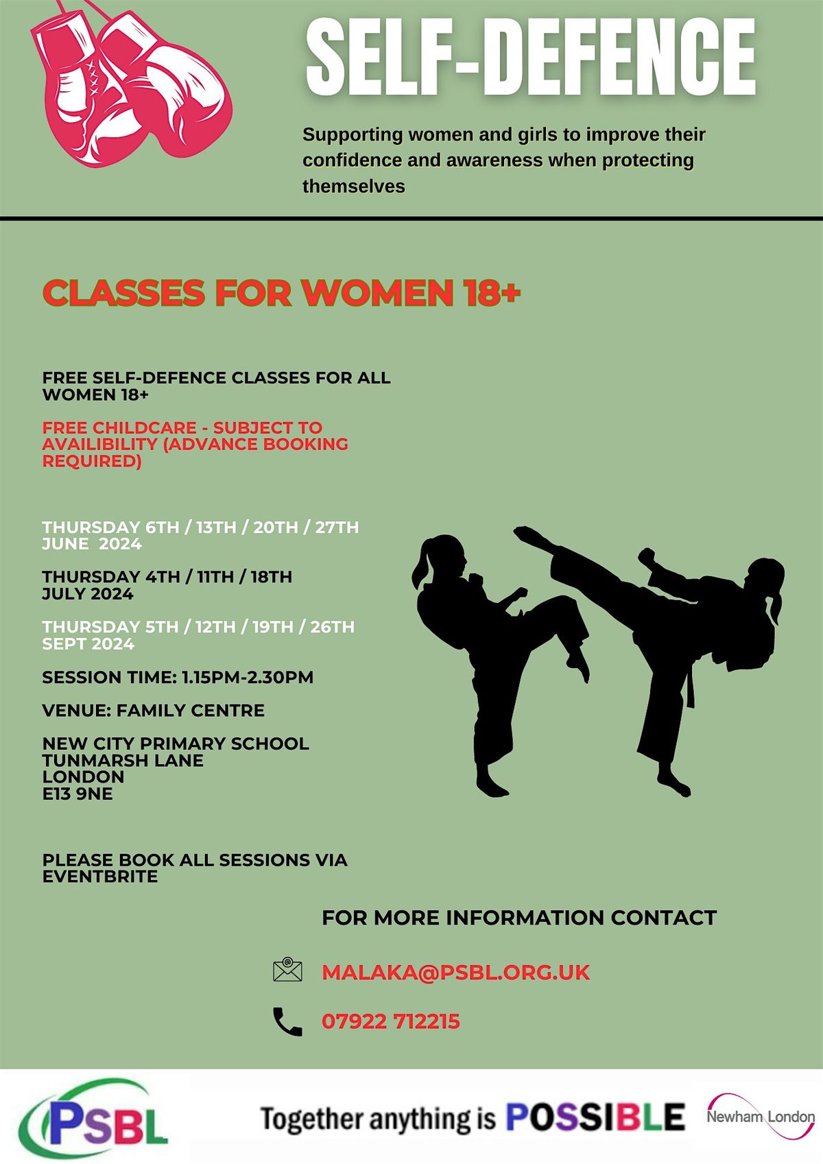 FREE self-defence classes, Family Centre, New City Primary School ...