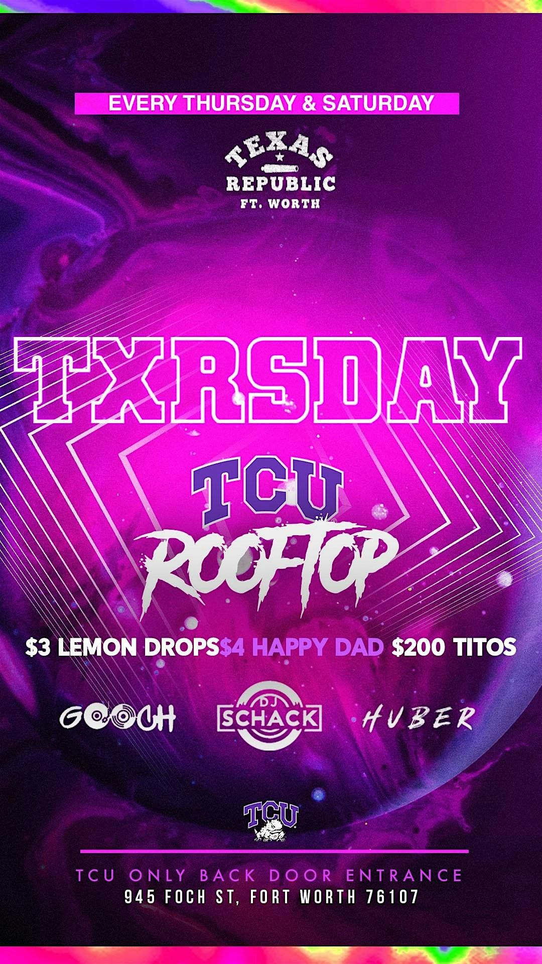 PRIVATE TCU ONLY EVENT - TXR ROOFTOP, Texas Republic, Fort Worth, 22  February to 24 May | AllEvents.in