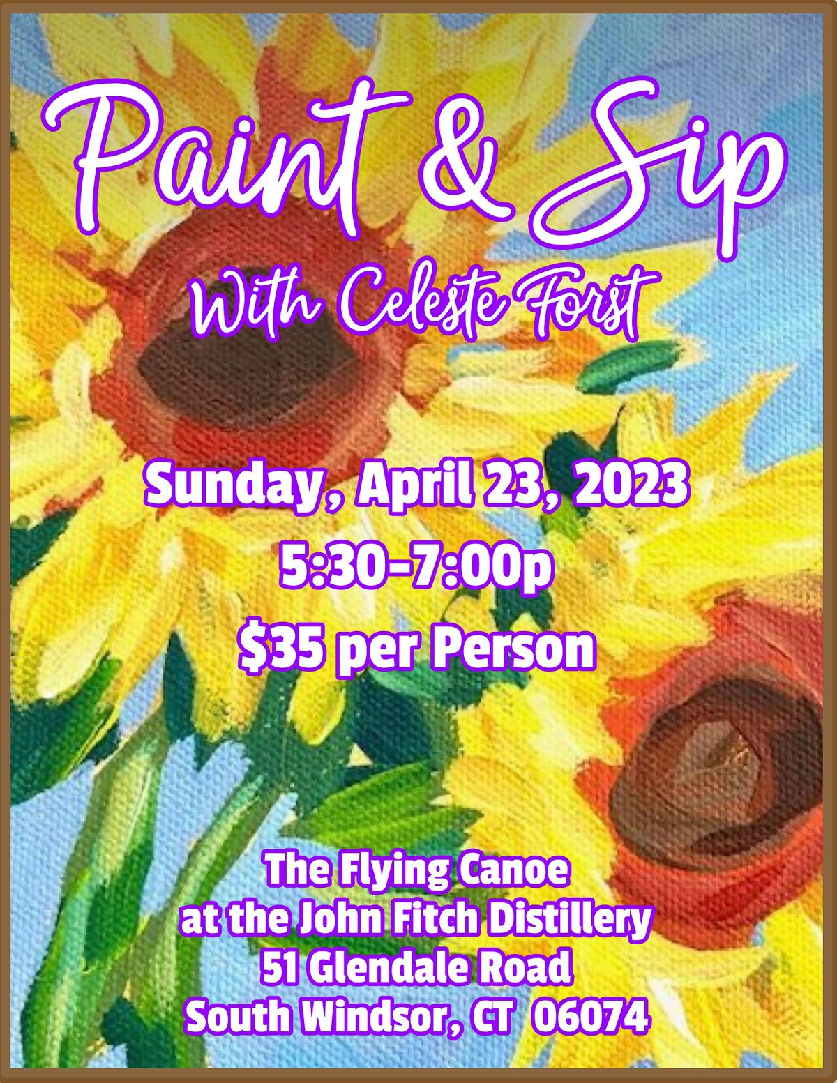 Paint & Sip with Celeste, John Fitch Distilling Company, South Windsor