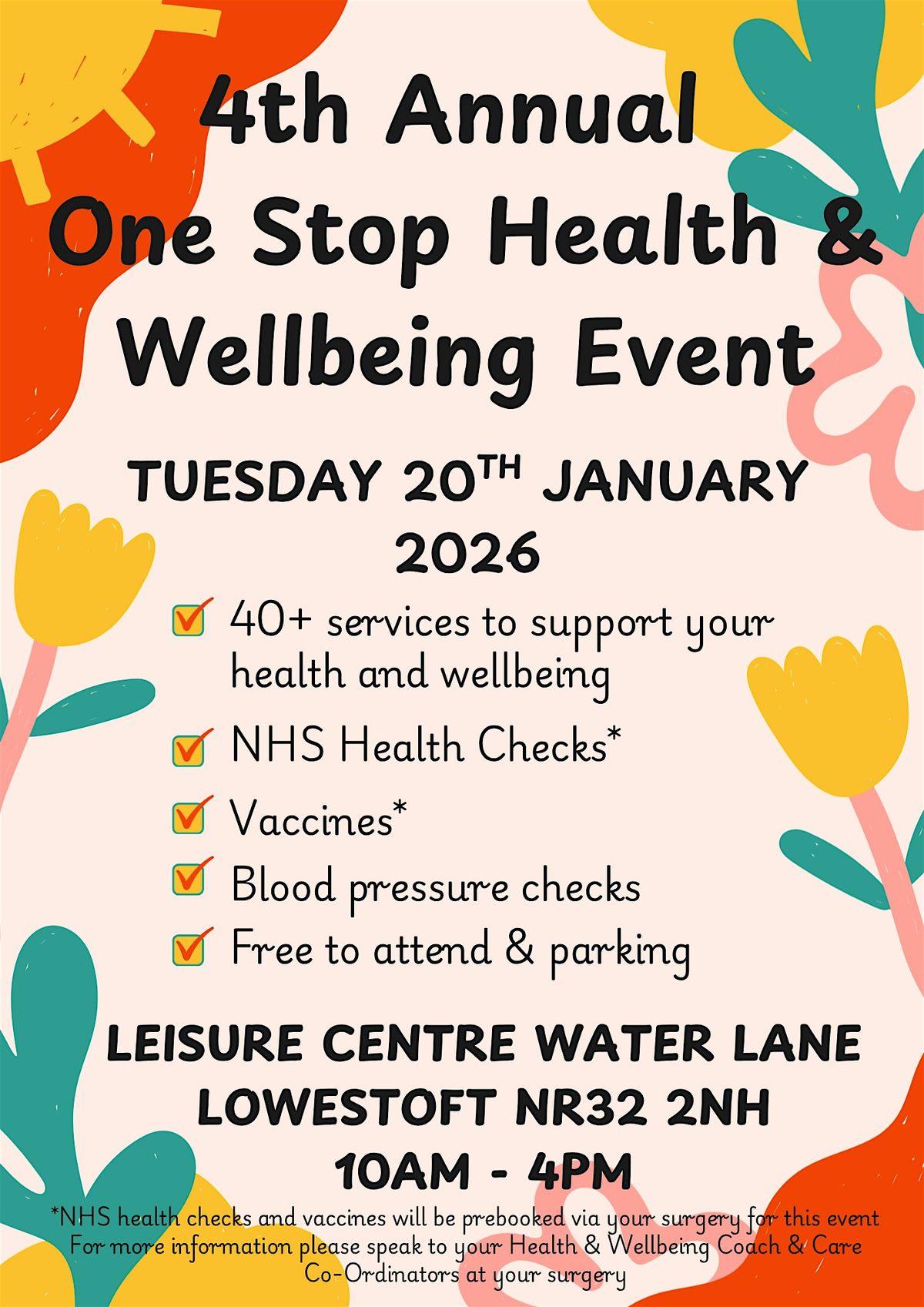 One Stop Health & Wellbeing Event, 20 January | Event in Lowestoft | AllEvents