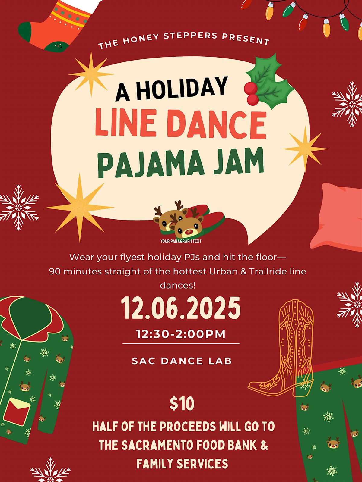 A Holiday Line Dance Pajama Jam, 6 December | Event in Sacramento | AllEvents