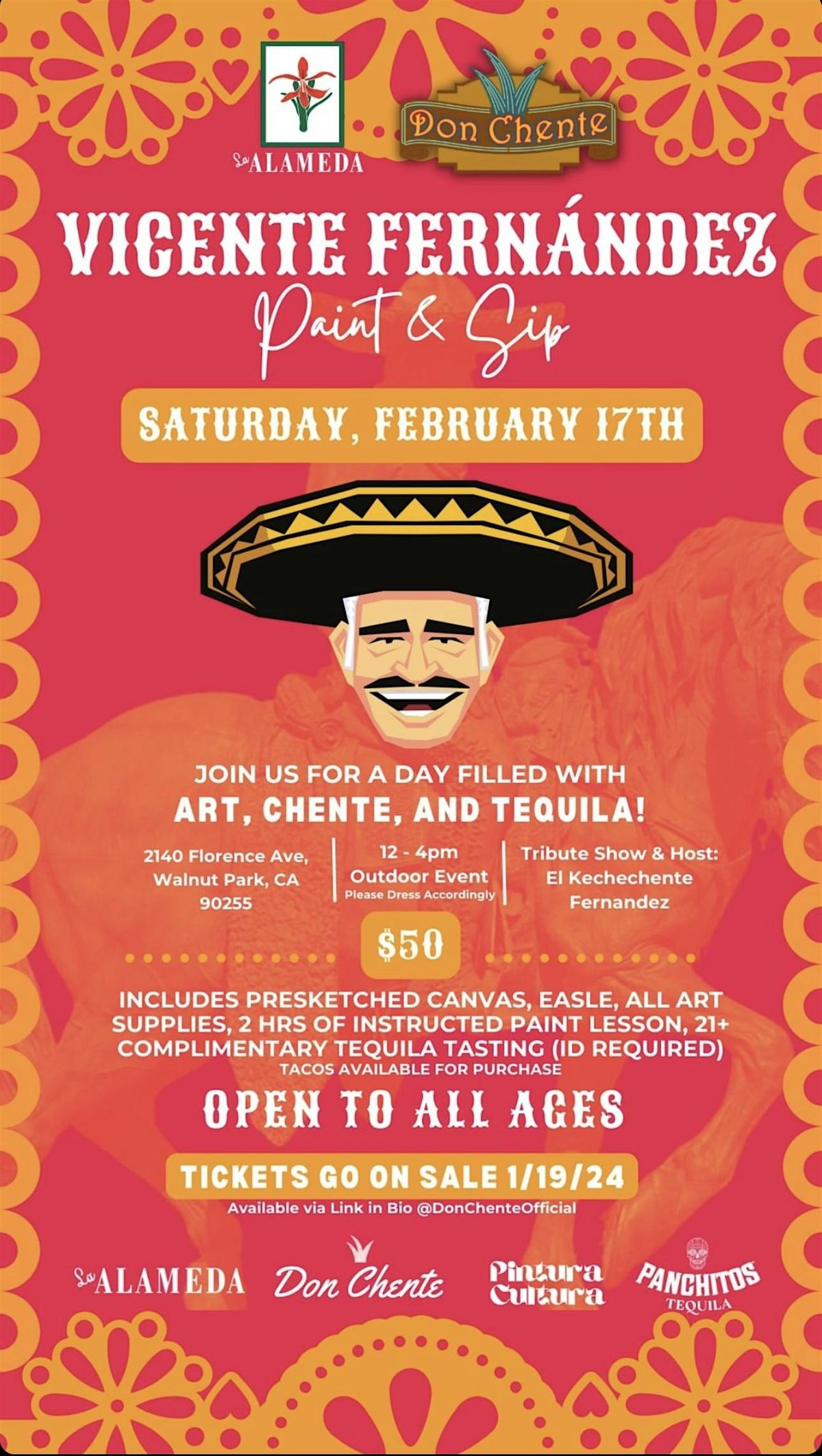 Vicente Fernandez Paint and Sip, Don Chente Bar & Grill, Huntington