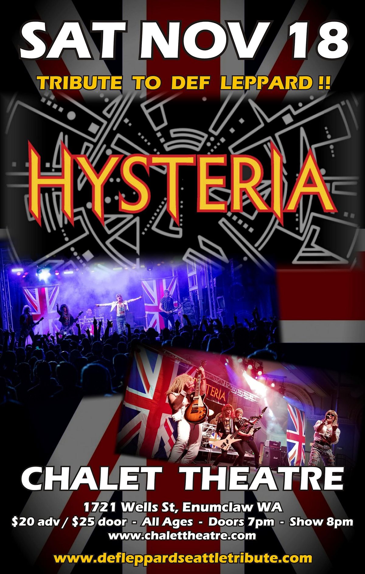 HYSTERIA DEF LEPPARD TRIBUTE, Chalet Theatre, Enumclaw, November 18