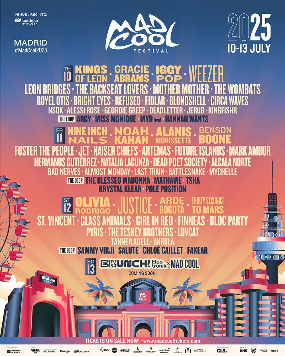 Mad Cool Festival 2025 - 3-Day Pass - Olivia Rodrigo, Thirty Seconds to Mars, Noah Kahan and more Tickets, 10 July
