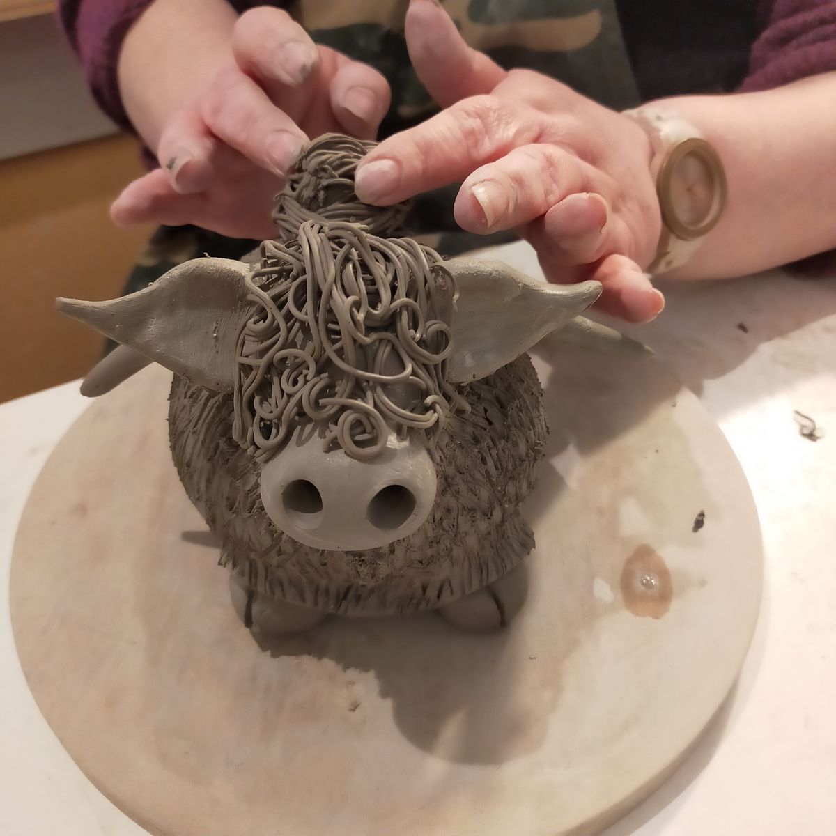 Highland Cow Sculpture Ramsbottom Pottery Burnley