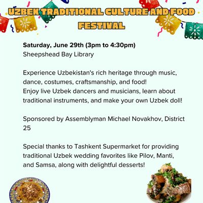 Uzbekistan Food Festival, Brooklyn Public Library - Sheepshead Bay