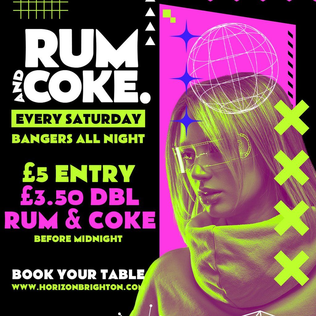 Rum & Coke @ Horizon - 27/12/25, 27 December | Event in Brighton | AllEvents