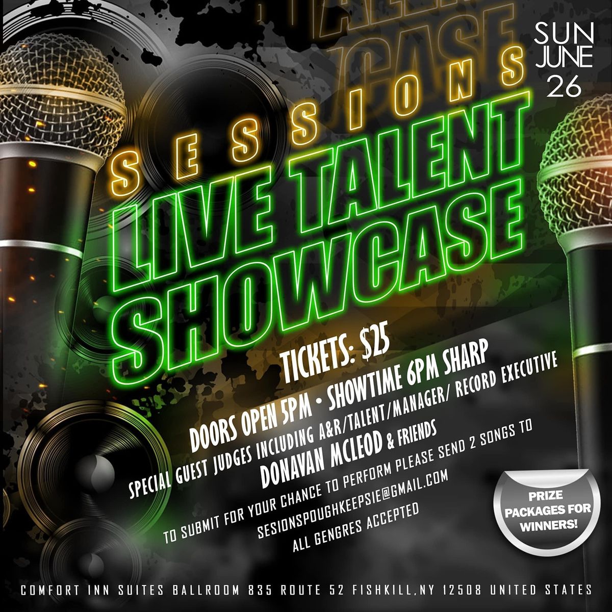 Sessions Live Talent Showcase, Comfort Suites Fishkill near Interstate