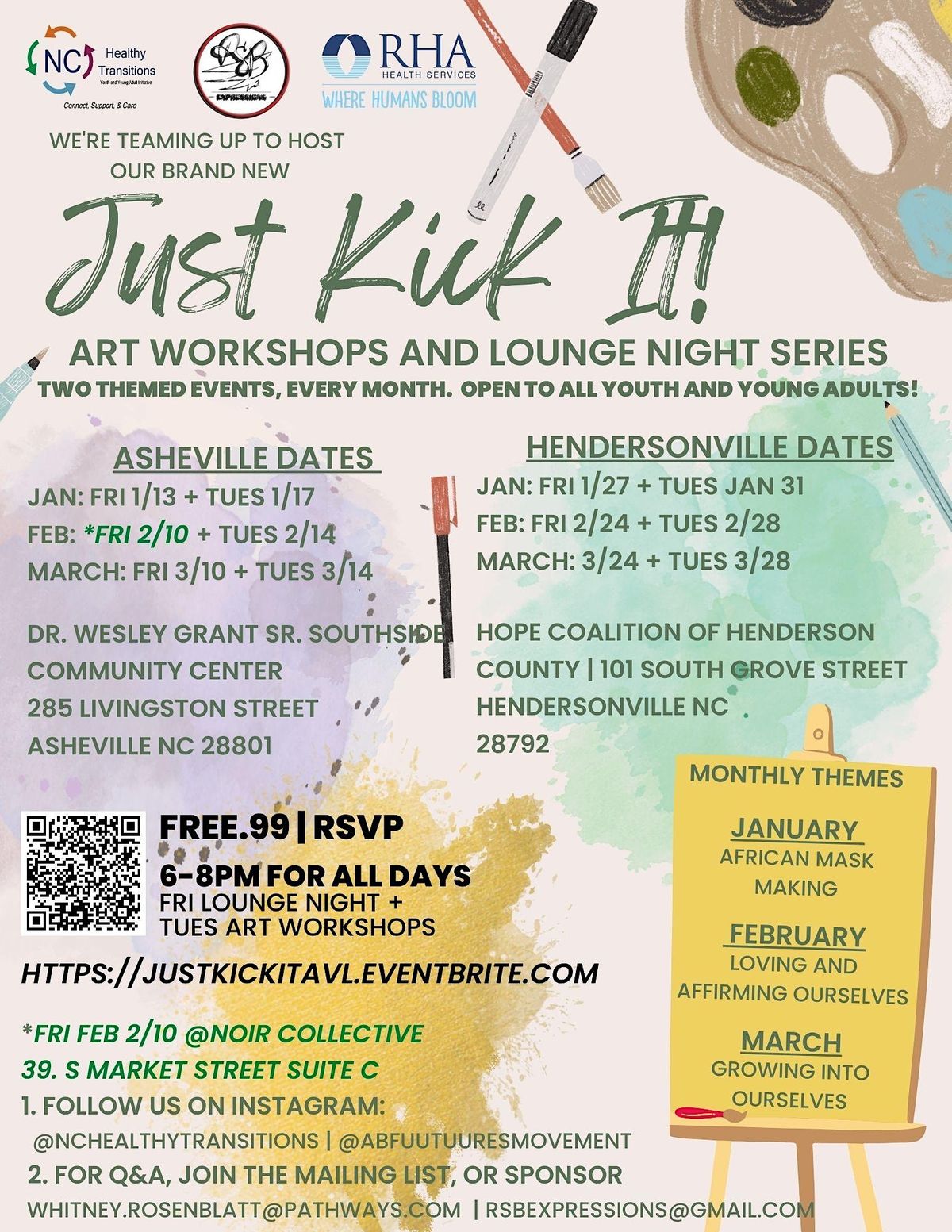 Just Kick It! Art and Lounge Night Series, Hope Coalition of