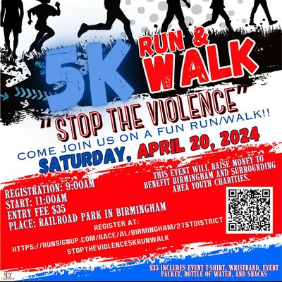 Stop the Violence 5k Race, 1600 1st Avenue South, Birmingham, AL 35233
