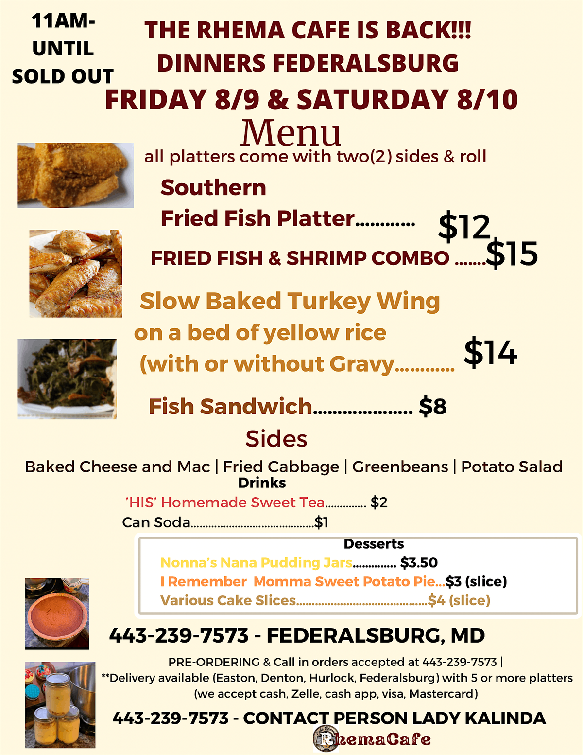 Rhema Cafe, 3439 Laurel Grove Rd, Federalsburg, 9 August 2024 ...