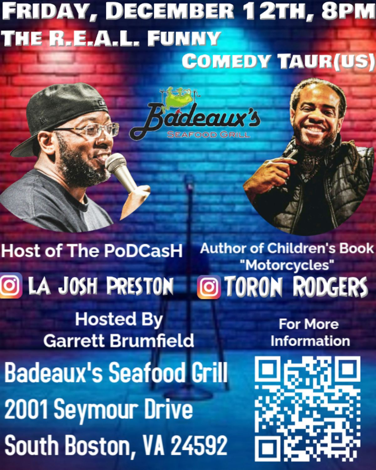 The R.E.A.L. Funny @ Badeaux's  Seafood Grill, 12 December | Event in South Boston | AllEvents
