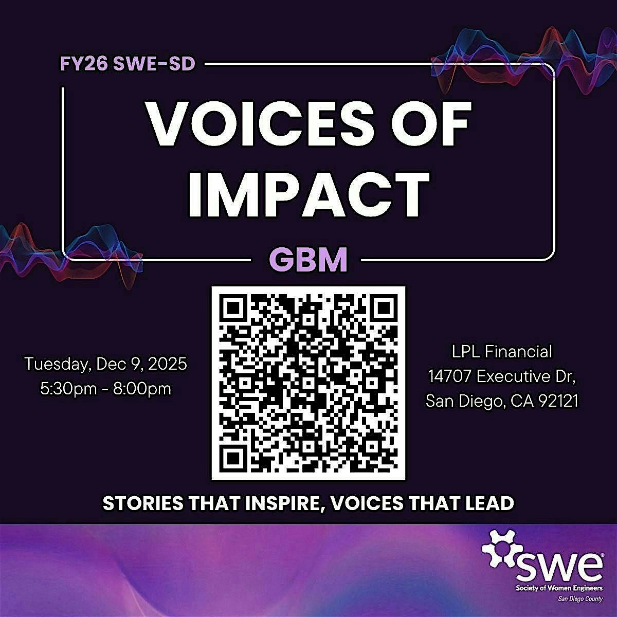 FY26 SWE San Diego GBM:  Voices of Impact, 9 December | Event in San Diego | AllEvents