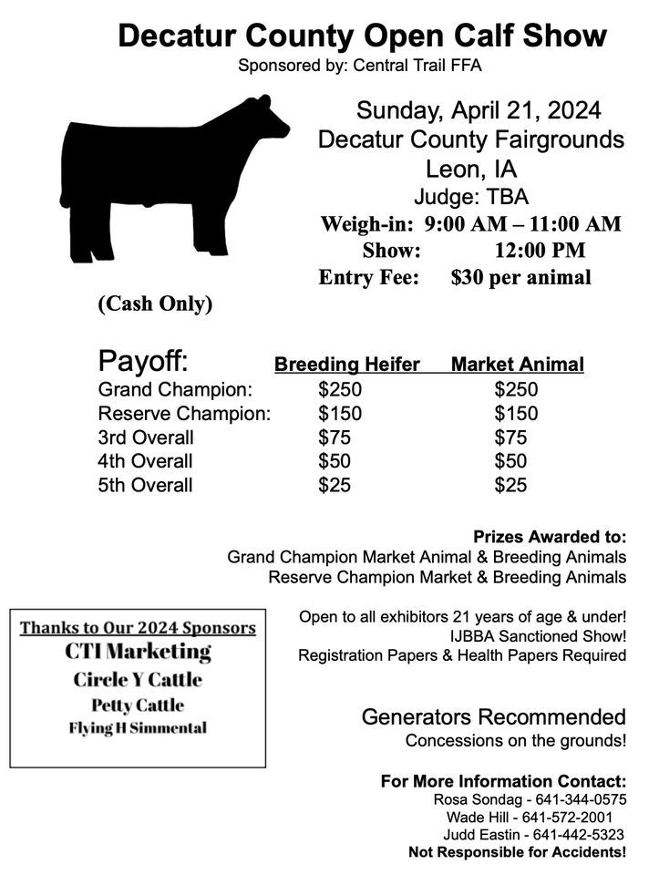 Decatur County Open Calf Show, Decatur County Fairgrounds, Leon, April ...