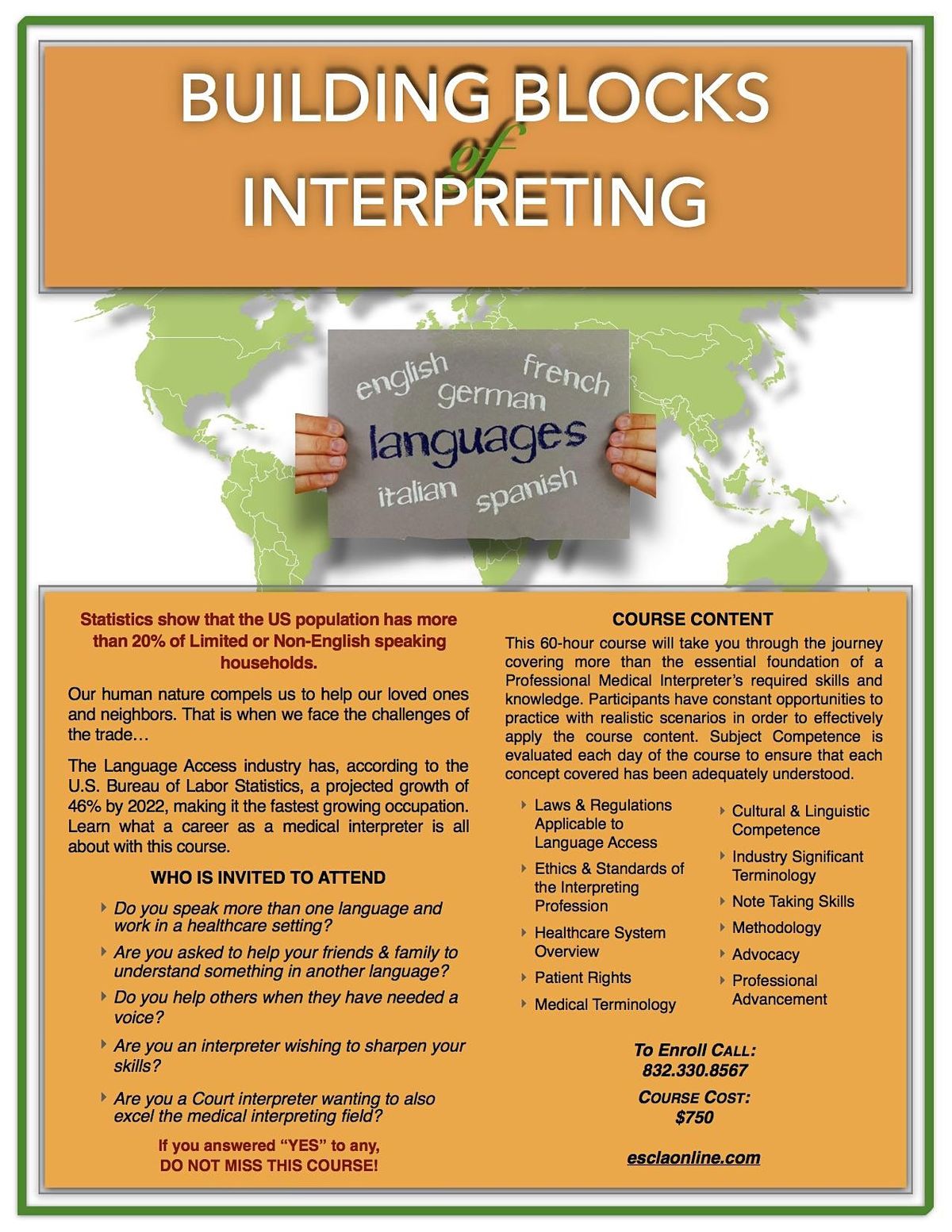 Building Blocks of Interpreting-Intensive 60-Hour Medical Spring 2022