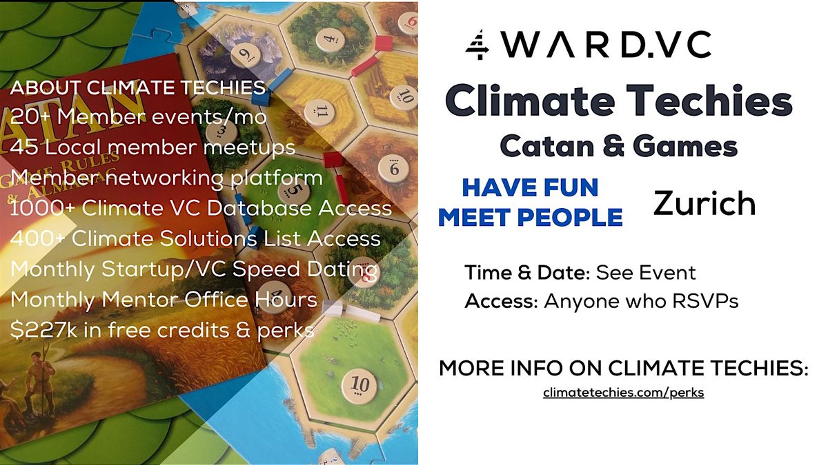 Climate Techies Zurich Catan & Board Games Monthly Meetup | Event in Zürich | AllEvents