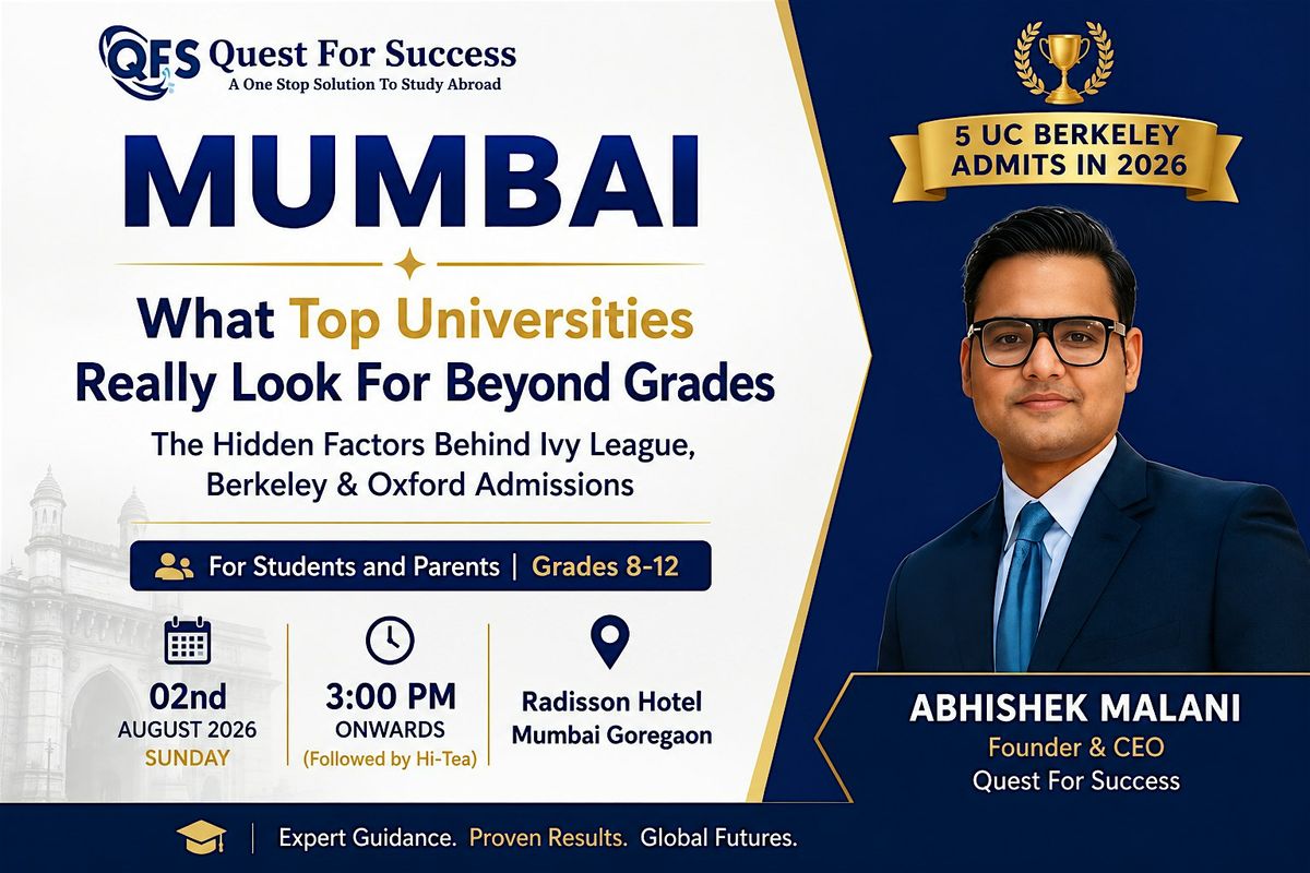 University Admissions Seminar 2026 | We Are Back In Mumbai! — event poster
