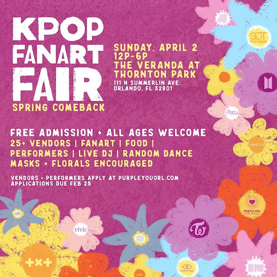 KPOP FanArt Fair The Veranda At Thornton Park Orlando 2 April kpop-fanart-fair-the-veranda-at-thornton-park-orlando-2-april