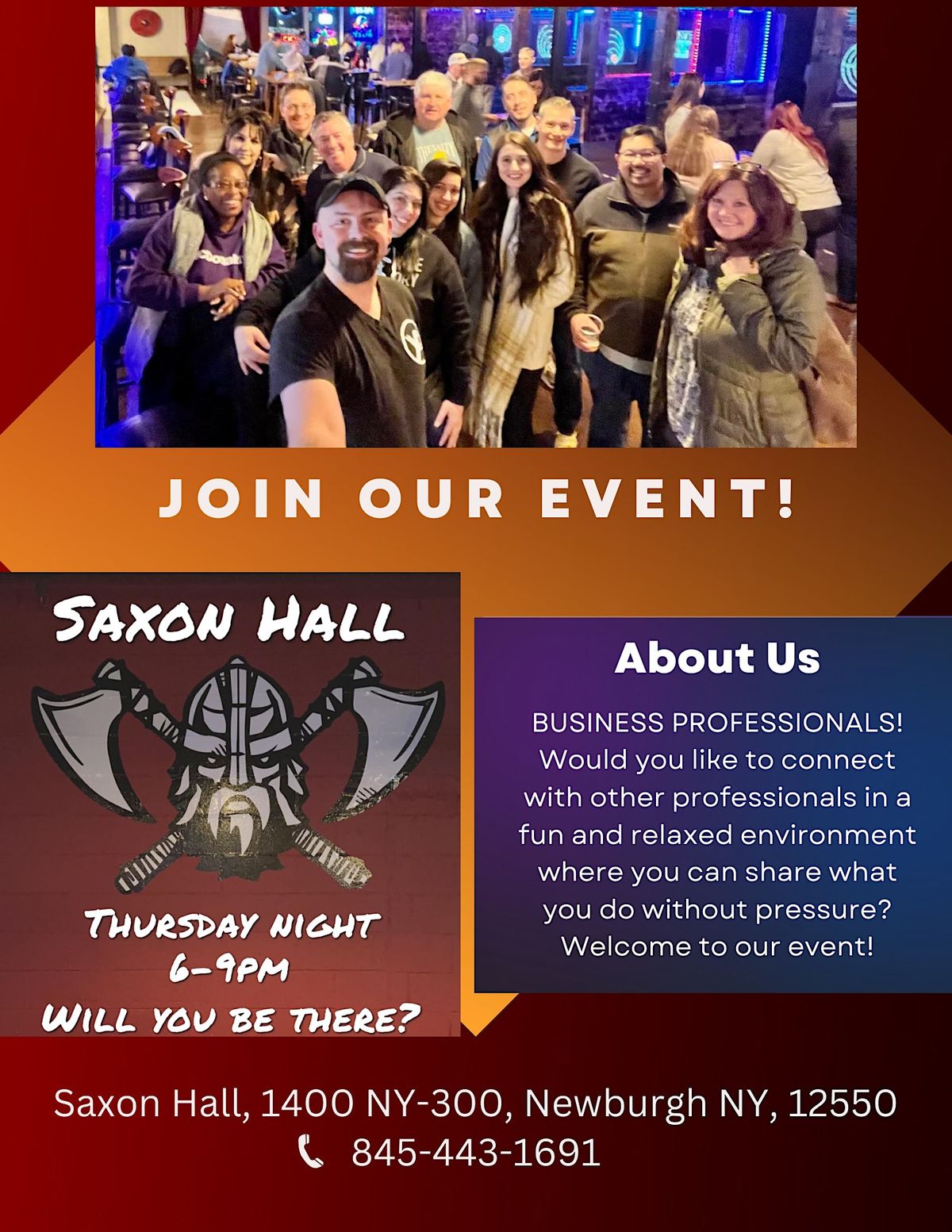 Business Networking Social, Saxon Hall Axes & Ales, Newburgh, 14