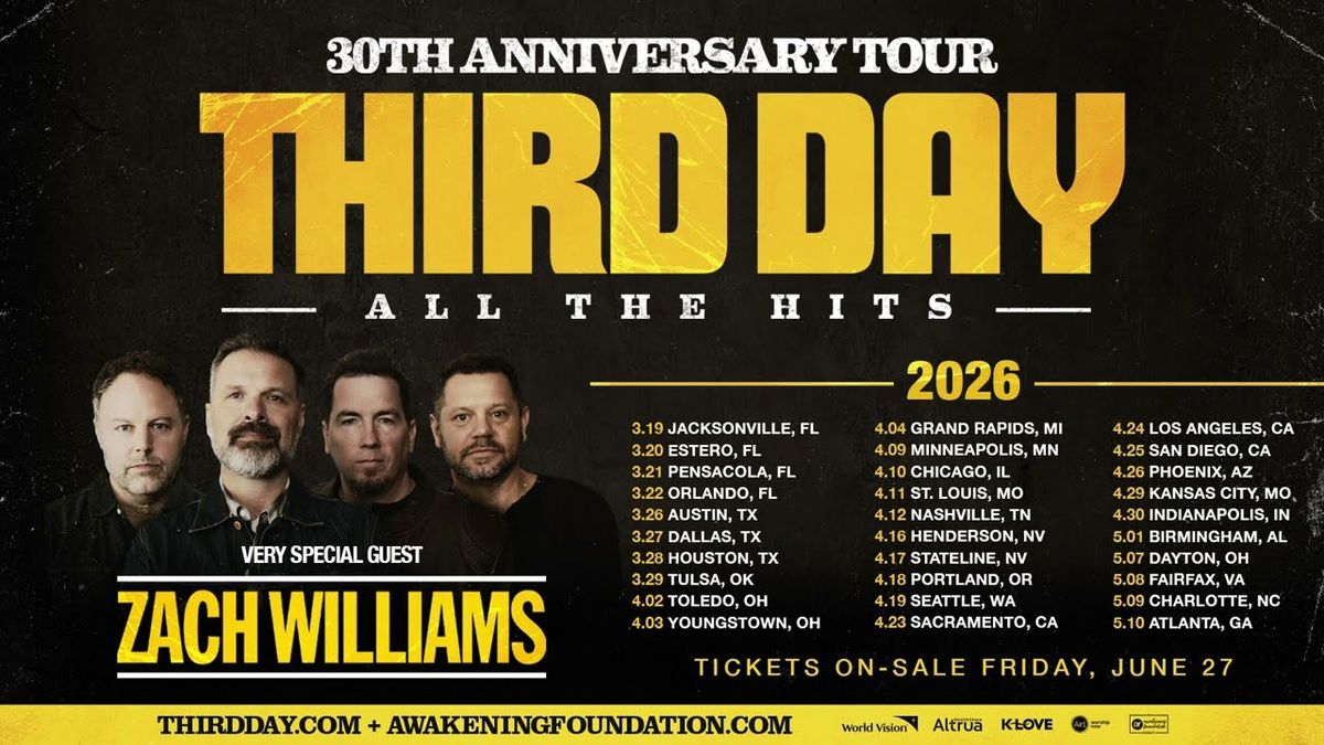Third Day with Zach Williams, 30 April | Event in Fishers | AllEvents