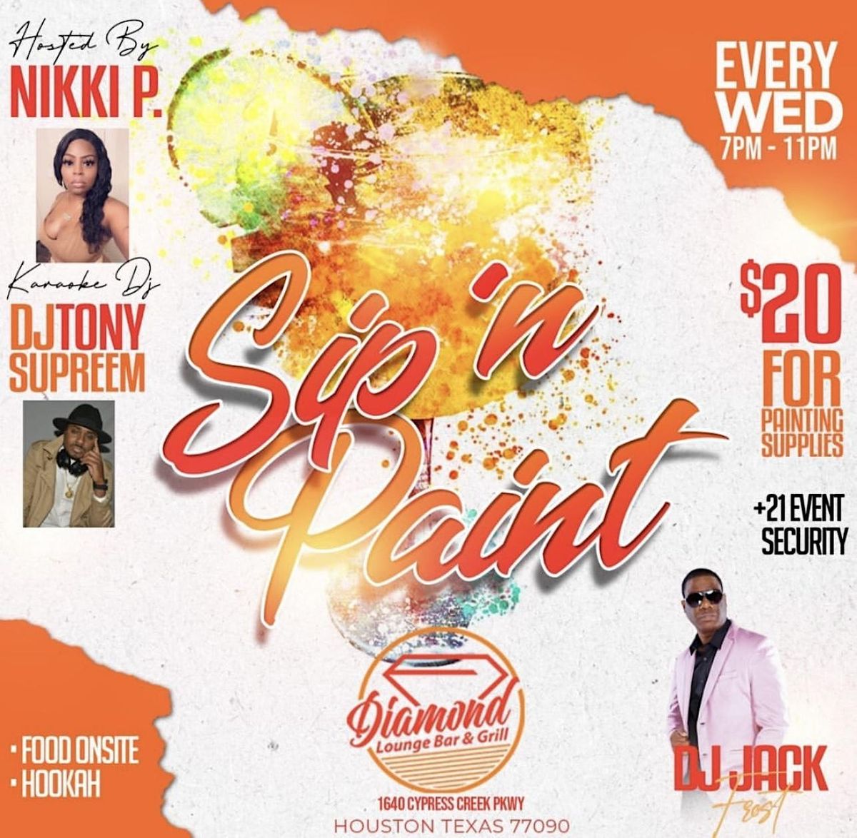 Karaoke, Sip & Paint Wednesdays, Diamond Lounge Bar and Grill, Houston