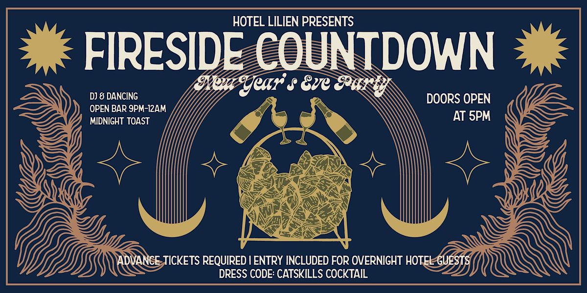 New Years Eve Party Fireside Countdown, Hotel Lilien, Tannersville