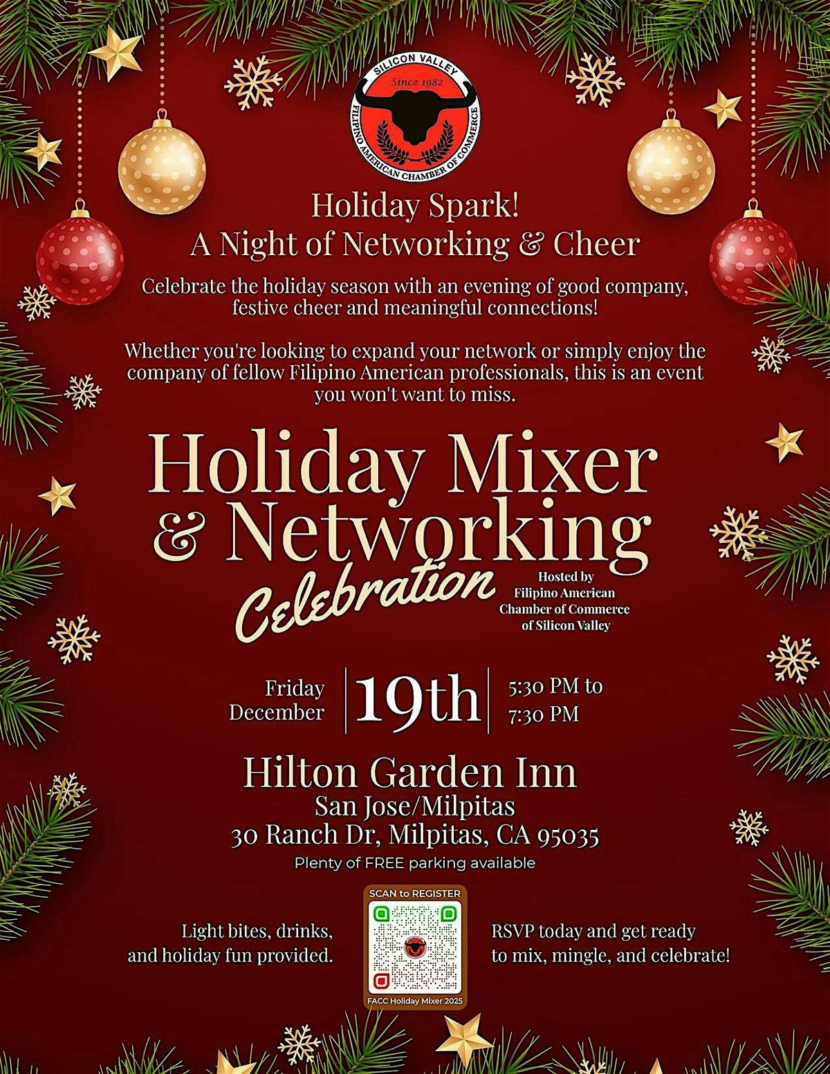 A Night of Networking &  Cheer - FACCSV Holiday Mixer, 19 December | Event in Milpitas | AllEvents