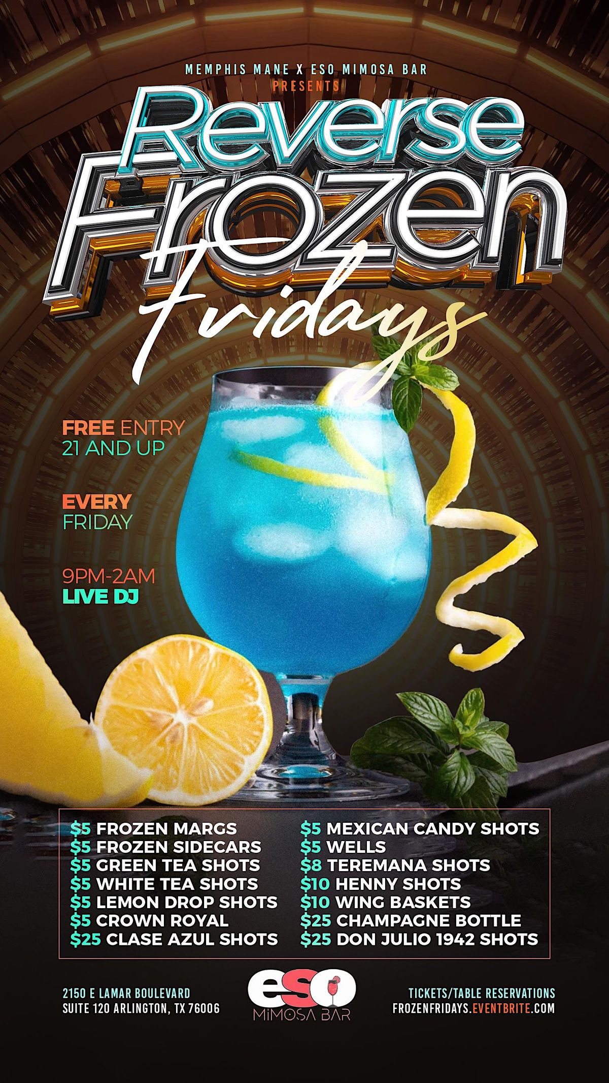Reverse Frozen Fridays, Eso Mimosa Bar, Arlington, 25 August to 26