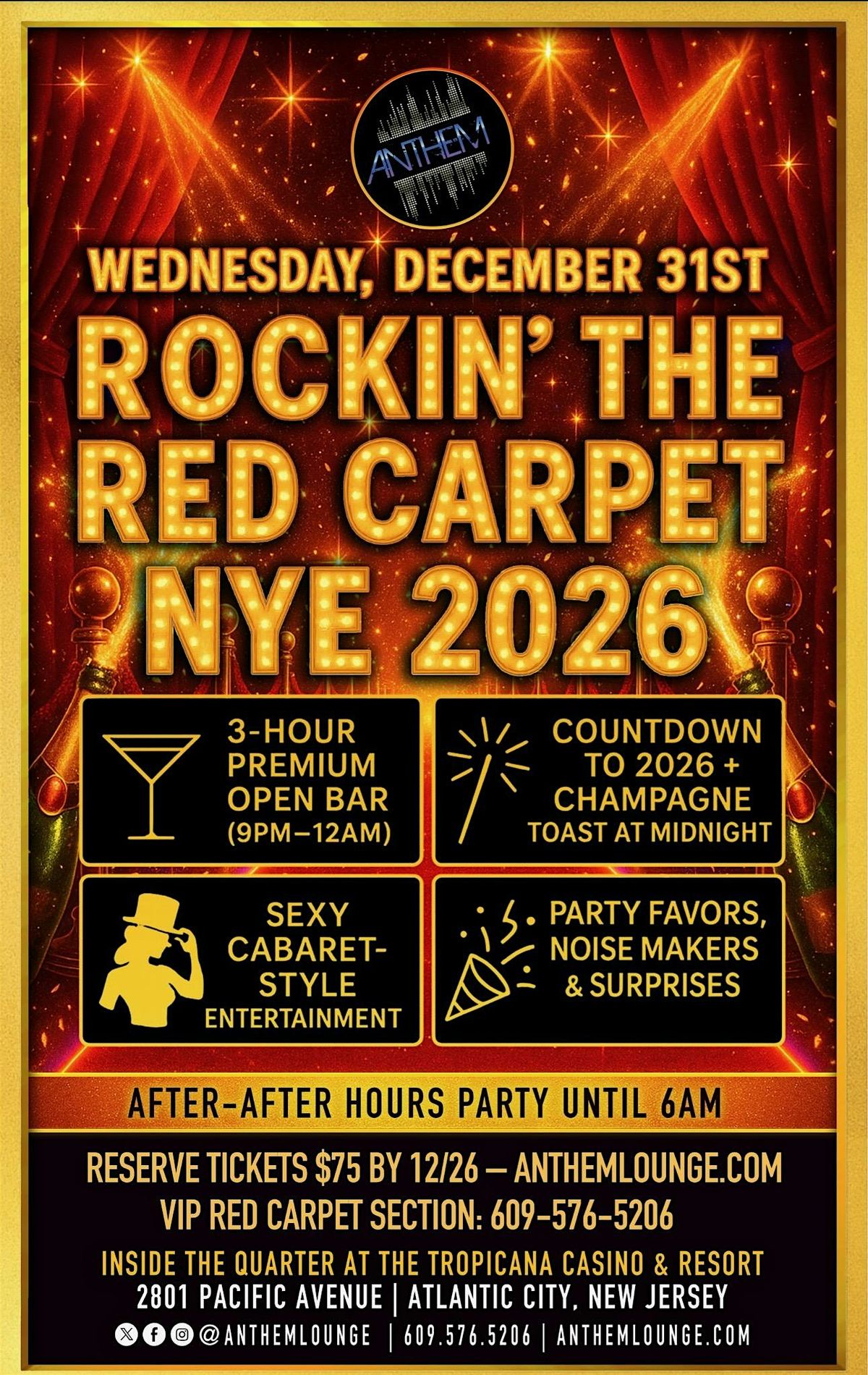 Rockin' The Red Carpet - NYE 2026 at Anthem, 31 December | Event in Atlantic City | AllEvents
