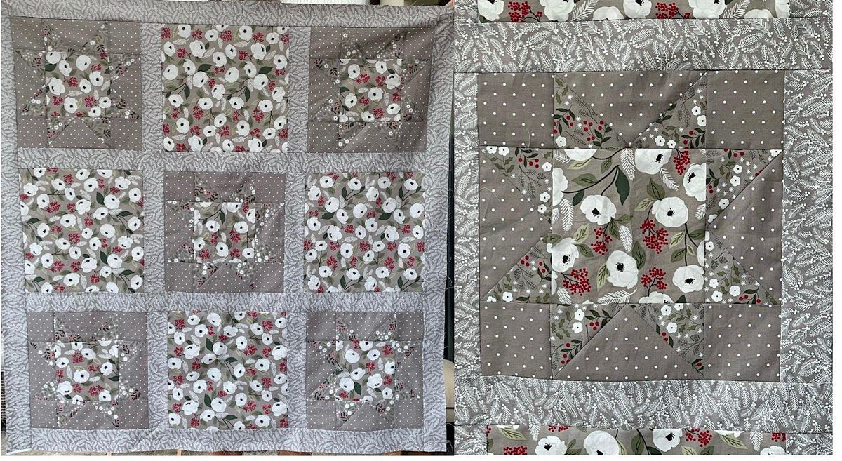 Christmas Rose Lap Quilt, Blue House Fabrics, Ystradgynlais, 8 November